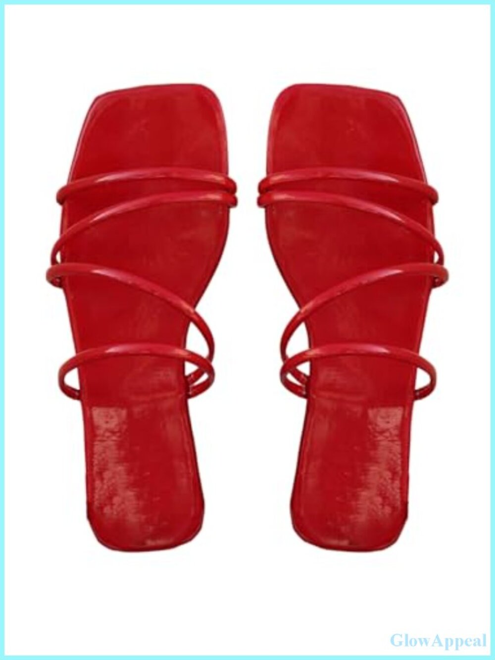GORGLITTER Women's Strappy Square Toe Dressy Cute Slip On Slides Sandals